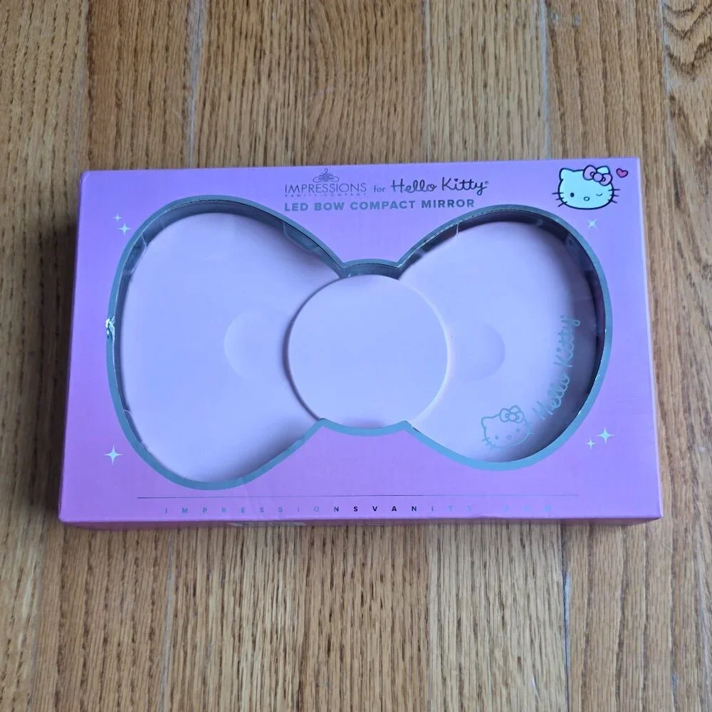 IMPRESSIONS Cute Hello Kitty LED Bow Shape Compact Makeup Mirror | Pink | NEW